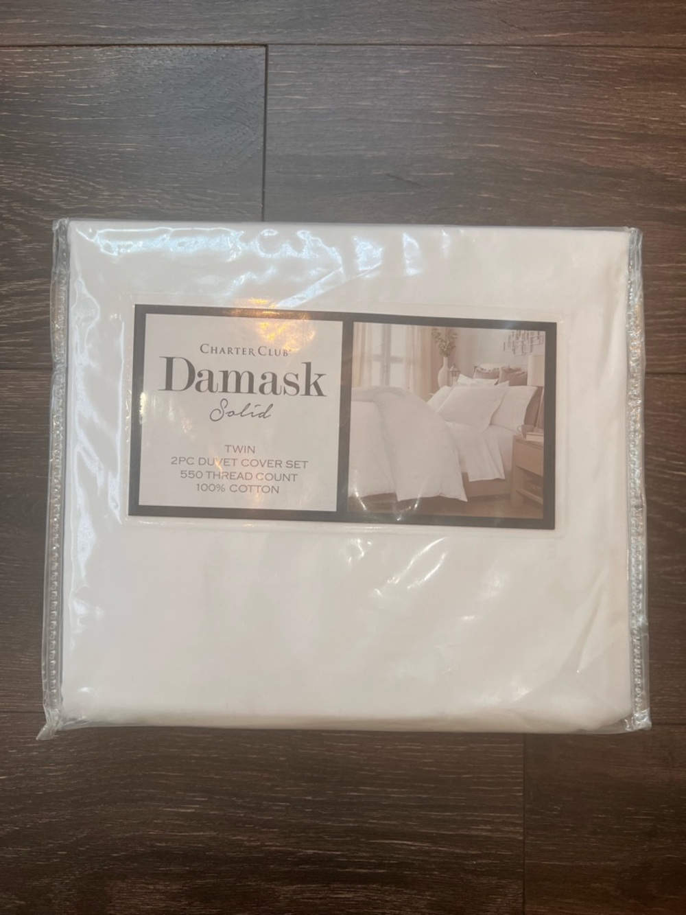 Charter Club White Damask Collection Twin Duvet Cover